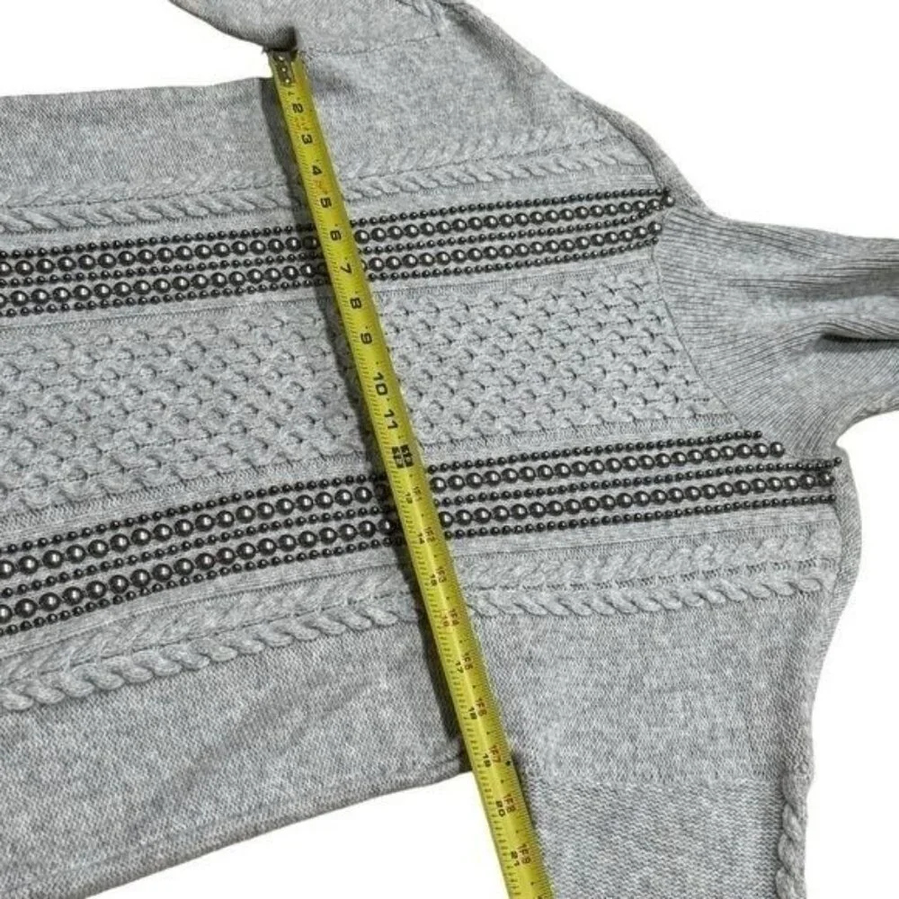 Halogen Wool Blend Turtle Neck Beaded Knit Sweater Holiday Cozy‎ Cabincore MP